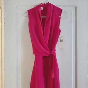 Jones wear silk sleeveless faux wrap dress- Raspberry NWT